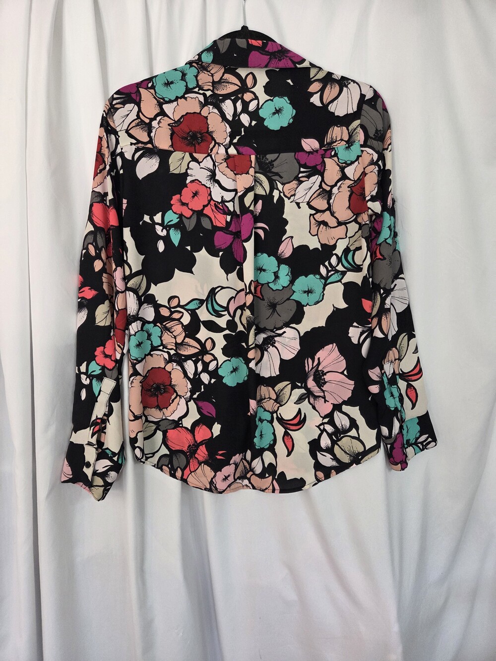 Express-The Portofino Shirt Floral Button Down Shirt in Black/Multicolor Size SP